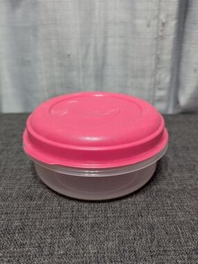 VTG Rubbermaid Servin Saver Round #1 Container Sheer w/RARE Pink Lid 14 oz 400ml